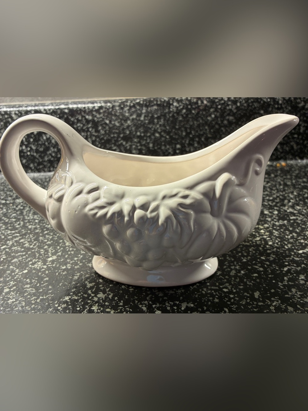 white ceramic gravy boat is from the Tabletops Gallery Harvest collection,